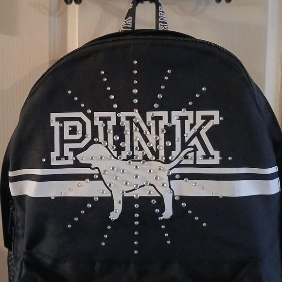 Y2K Style Victoria\'s Secret Pink Bling Campus Backpack Dog Logo Rhinestone Bling main image 5